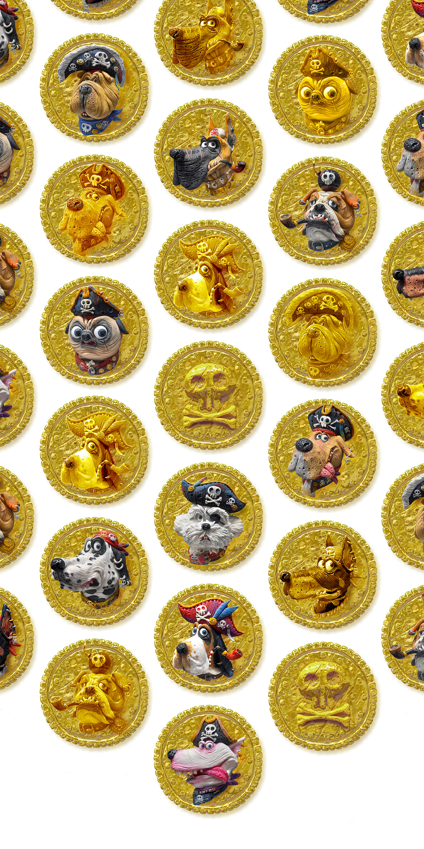 Pirate coin NFT dog character illustration