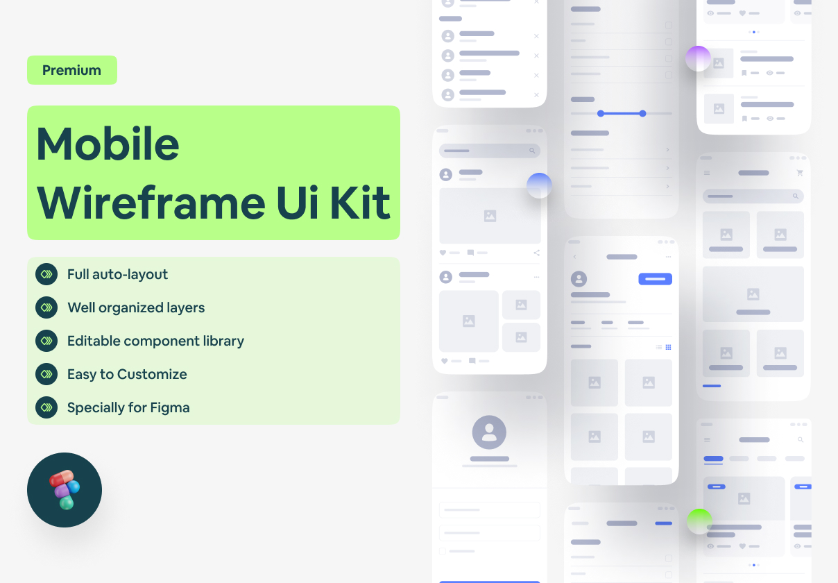 Mobile app wireframe ui kit