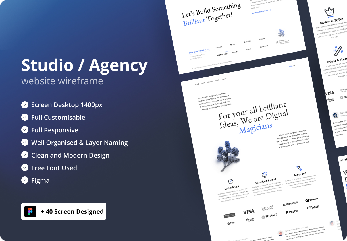 Noya - Studio / Agency Website Wireframe