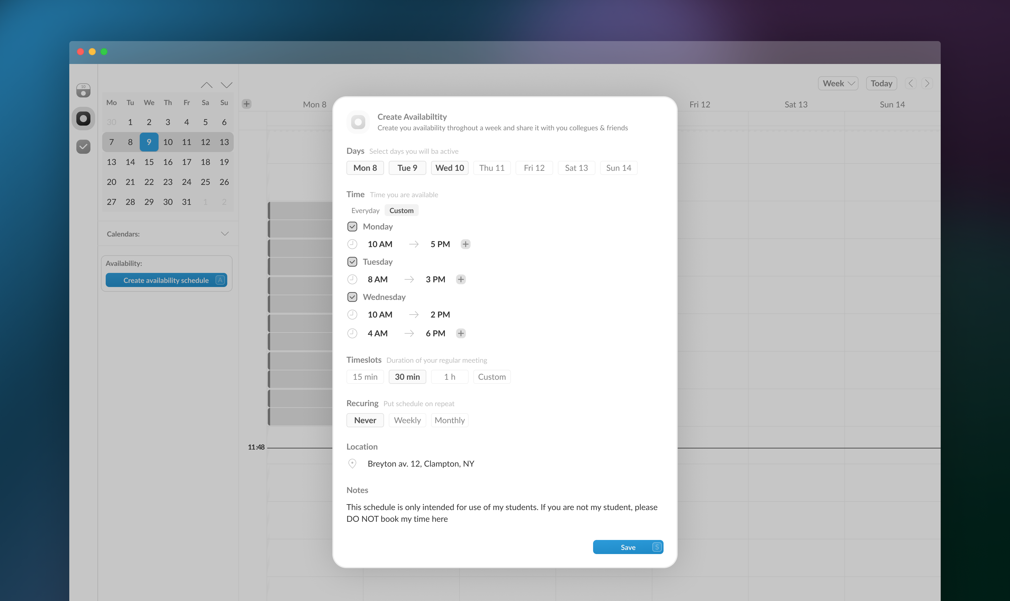 Calendar app - Set your availability
Supermega Design