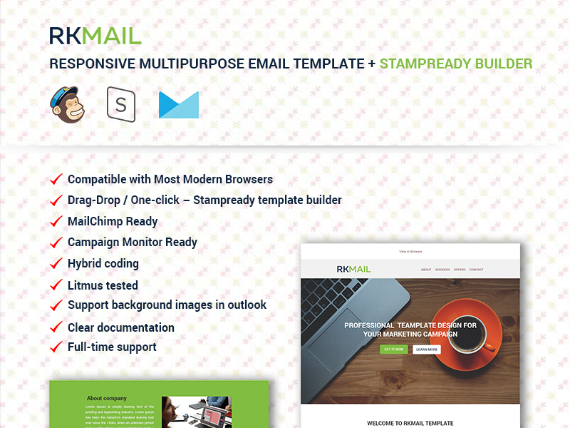 Responsive Email Newsletter Template + Stampready Builder