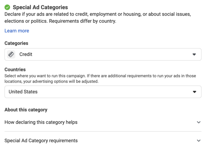 Special Ad Categories