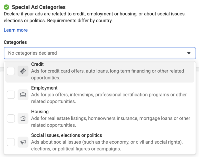 Special Ad Categories