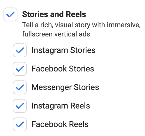 Meta Stories and Reels Placements