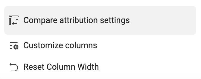 Compare Attribution Settings