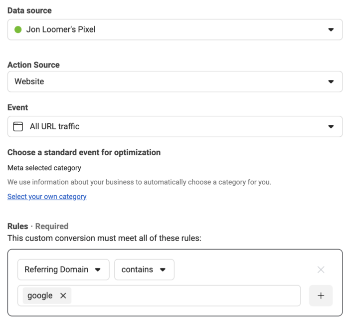 Google Referral Custom Conversion