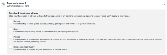 Topic Exclusions
